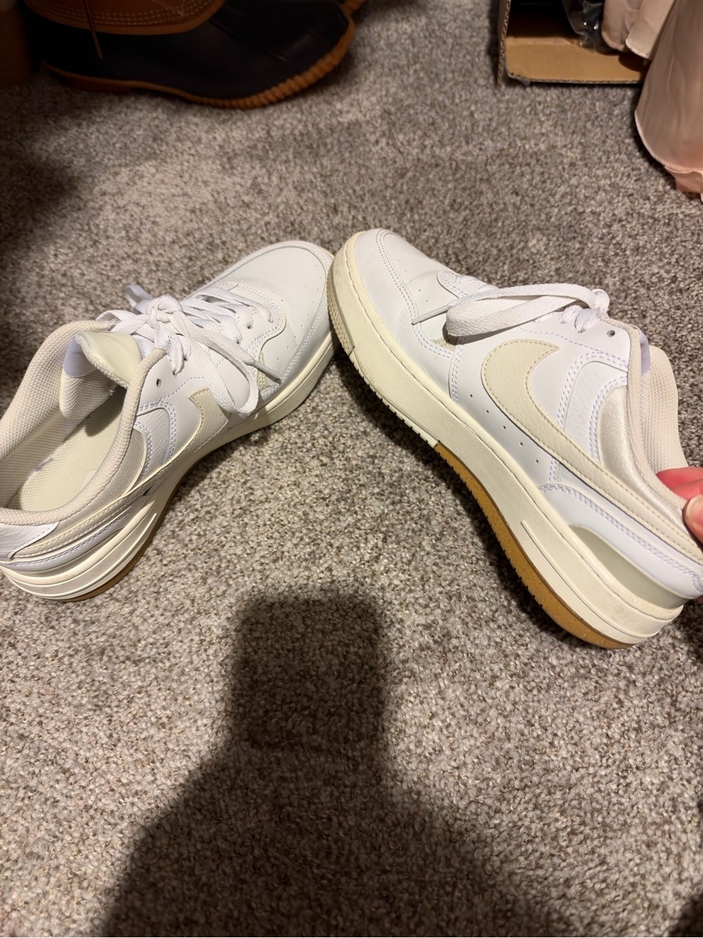 Nike Women’s White and Cream Platform Sneakers